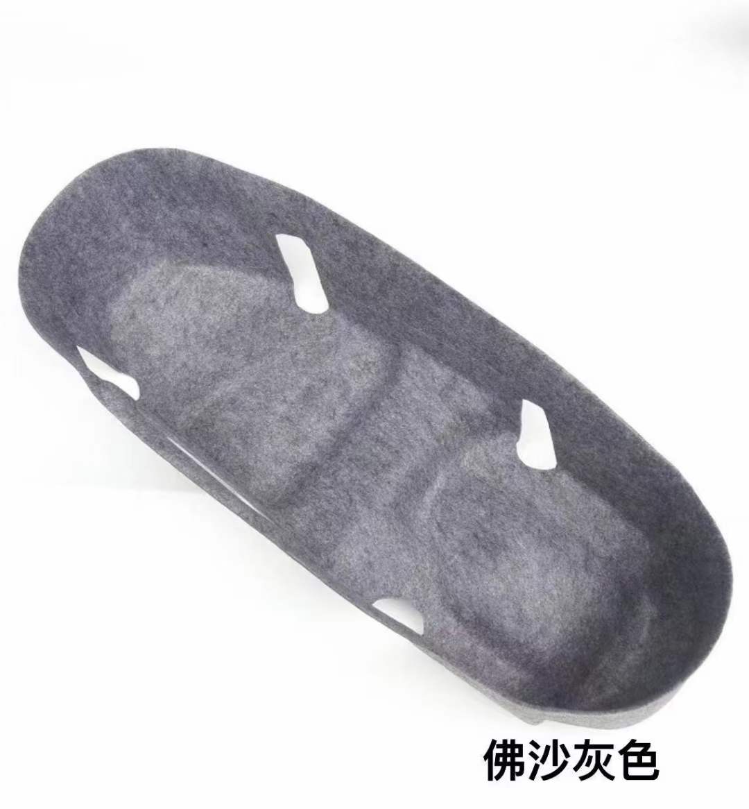 Integrated felt scooter seat bucket trunk lining